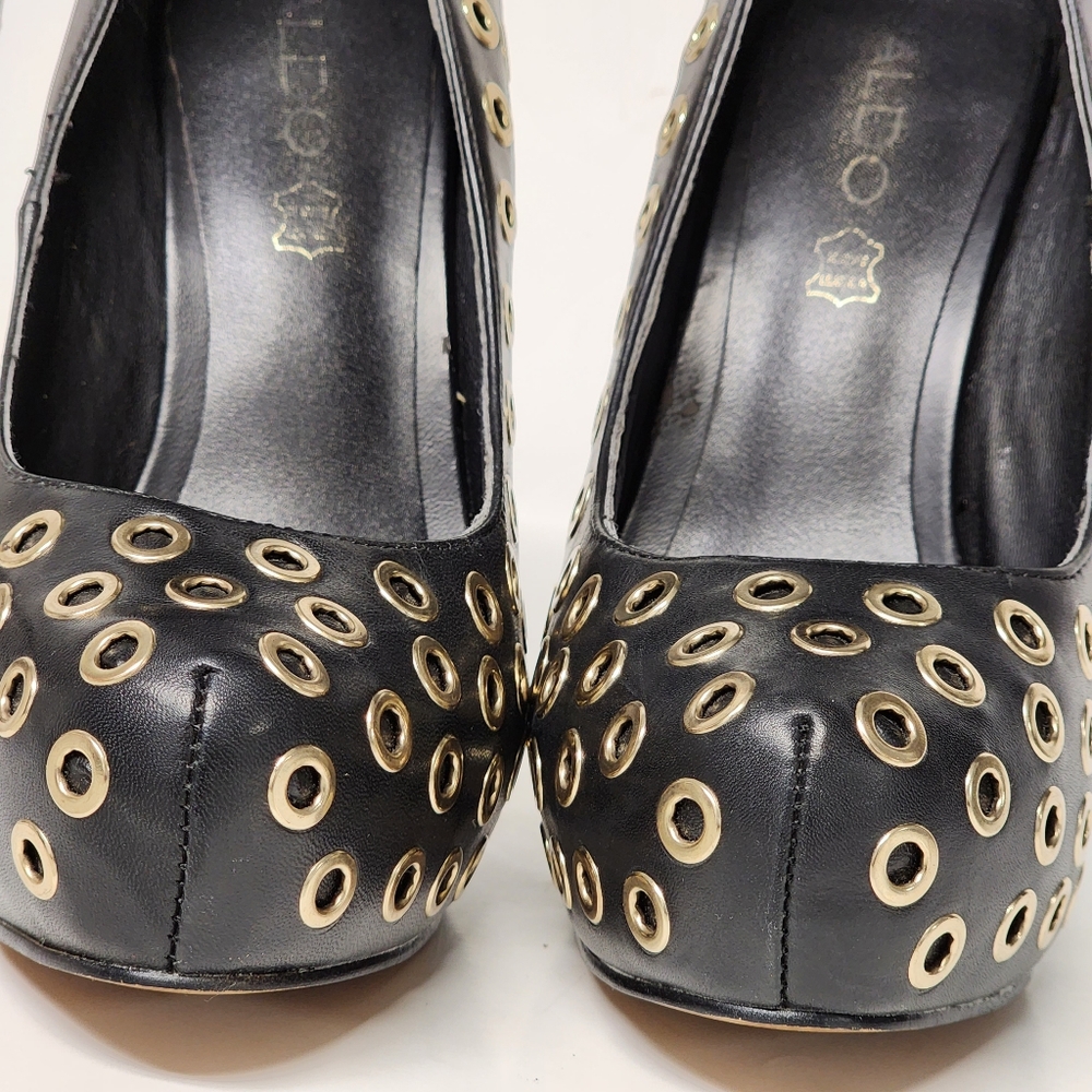 ALDO Womens shoes BLACK with GOLD RIVETING /STUDS    7 - Picture 12 of 12